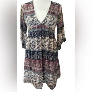 C Blue floral 3/4 Sleeve dress size S